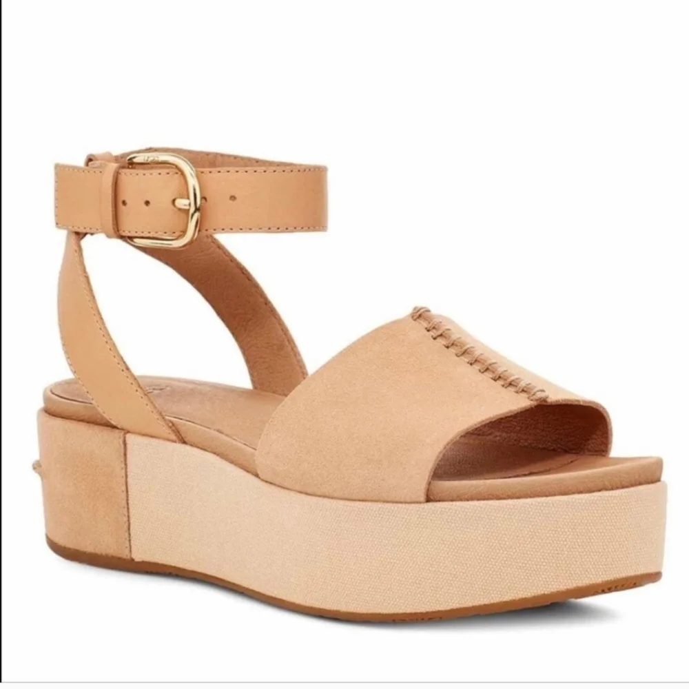 UGG Australia Tan Marchella‎ Open Toe Suede Platform Sandals Size 7.5
